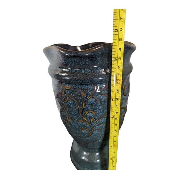 Vtg Sears, Roebuck and Co. Whole Home Tone & Texture Ceramic Vase Teal Gold NOS - Picture 7 of 7